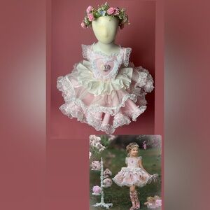 Pink Lace Dress with Heart Detail